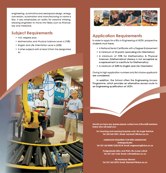 Mechanical engineering brochure